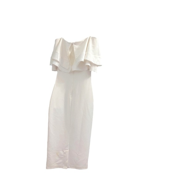 Forever 21 Strapless Ruffle Midi Polyester & Spandex Semi Formal Dress Sz S - Picture 4 of 6